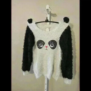 Emily West Panda-themed Fuzzy Sweater with 3D Ears